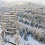 Świeradów-Zdrój noclegi - widok na okolicę Świeradowa-Zdroju zimą z lotu ptaka